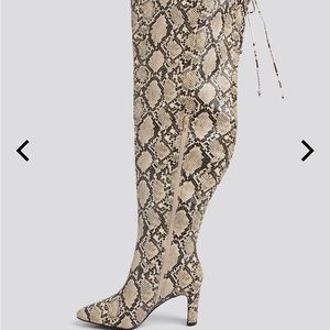 Faux Snakeskin Thigh High Boot